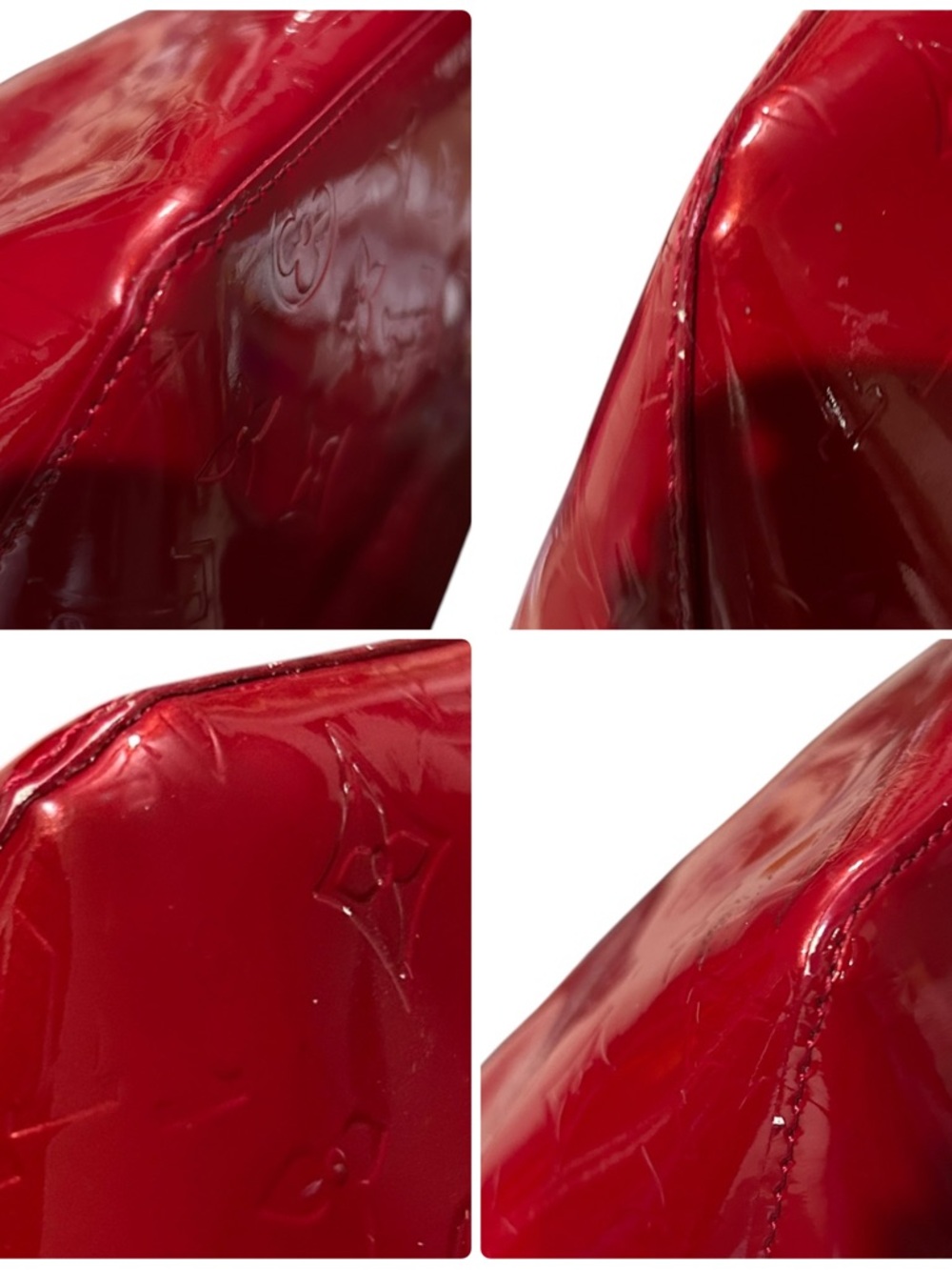 LOUIS VUITTON Monogram Red Leather Vernis Bellevue PM Tote Handbag AUTHENTICATED - Picture 11 of 16